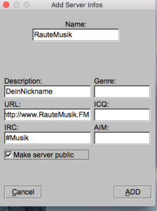 Server Infos hinzufügen